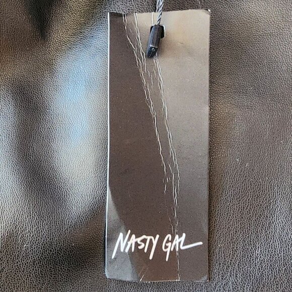 NWT Nasty Gal Faux Leather High Waisted Black Flared Pants Womens 18 - Picture 7 of 8